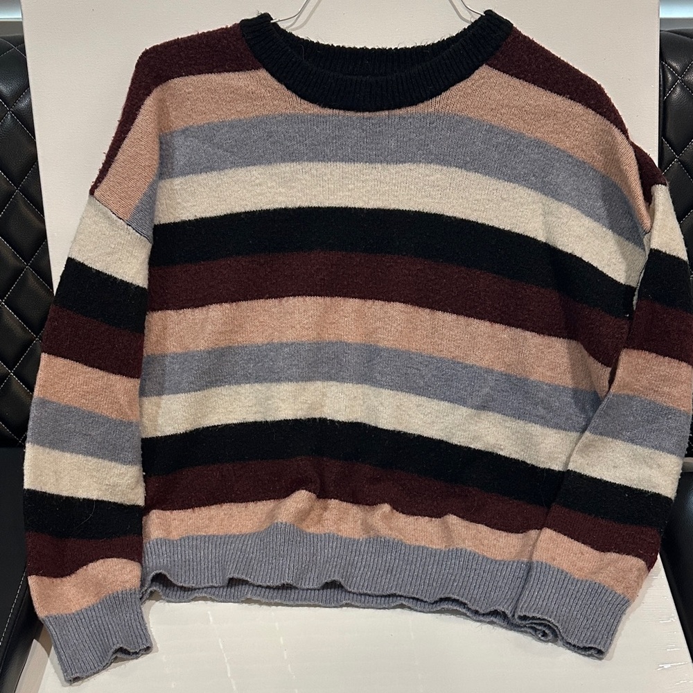 Active USA Women's Striped Sweater - Black, Gray, Cream, Brown